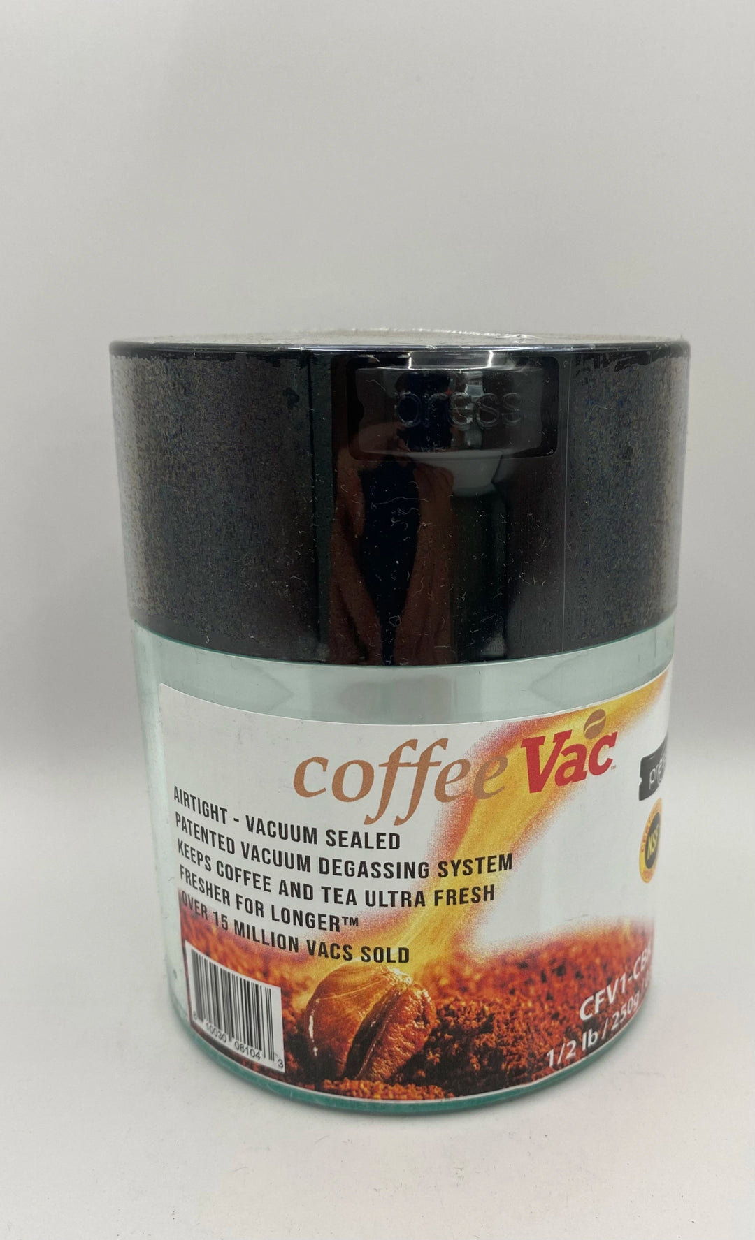 Coffeevac Airtight Cofee Container / 0.8L / 250g / Clear / Black - TightVac Europe - The eassiest storage solutions