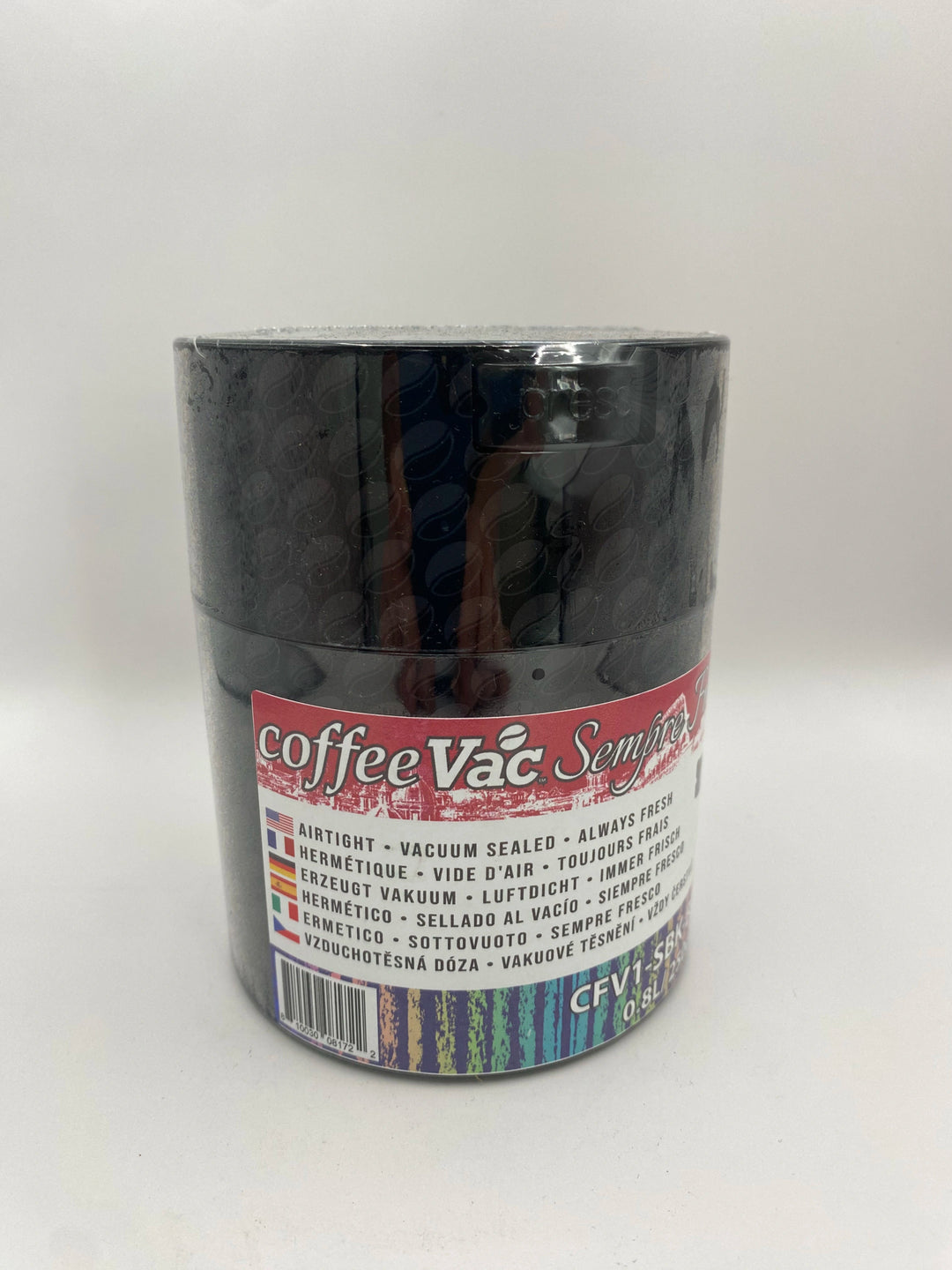 Coffeevac Airtight Coffee Container / 0.8L / 250g / Solid / Black w Beans - TightVac Europe - The eassiest storage solutions