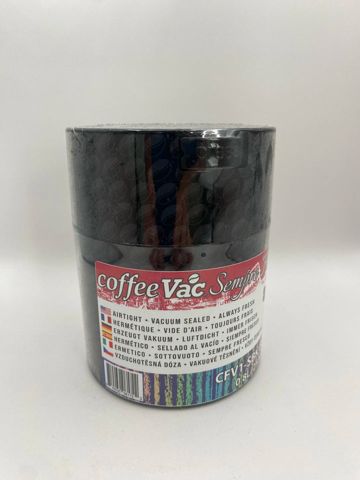 Coffeevac Airtight Coffee Container / 0.8L / 250g / Solid / Black w Beans - TightVac Europe - The eassiest storage solutions