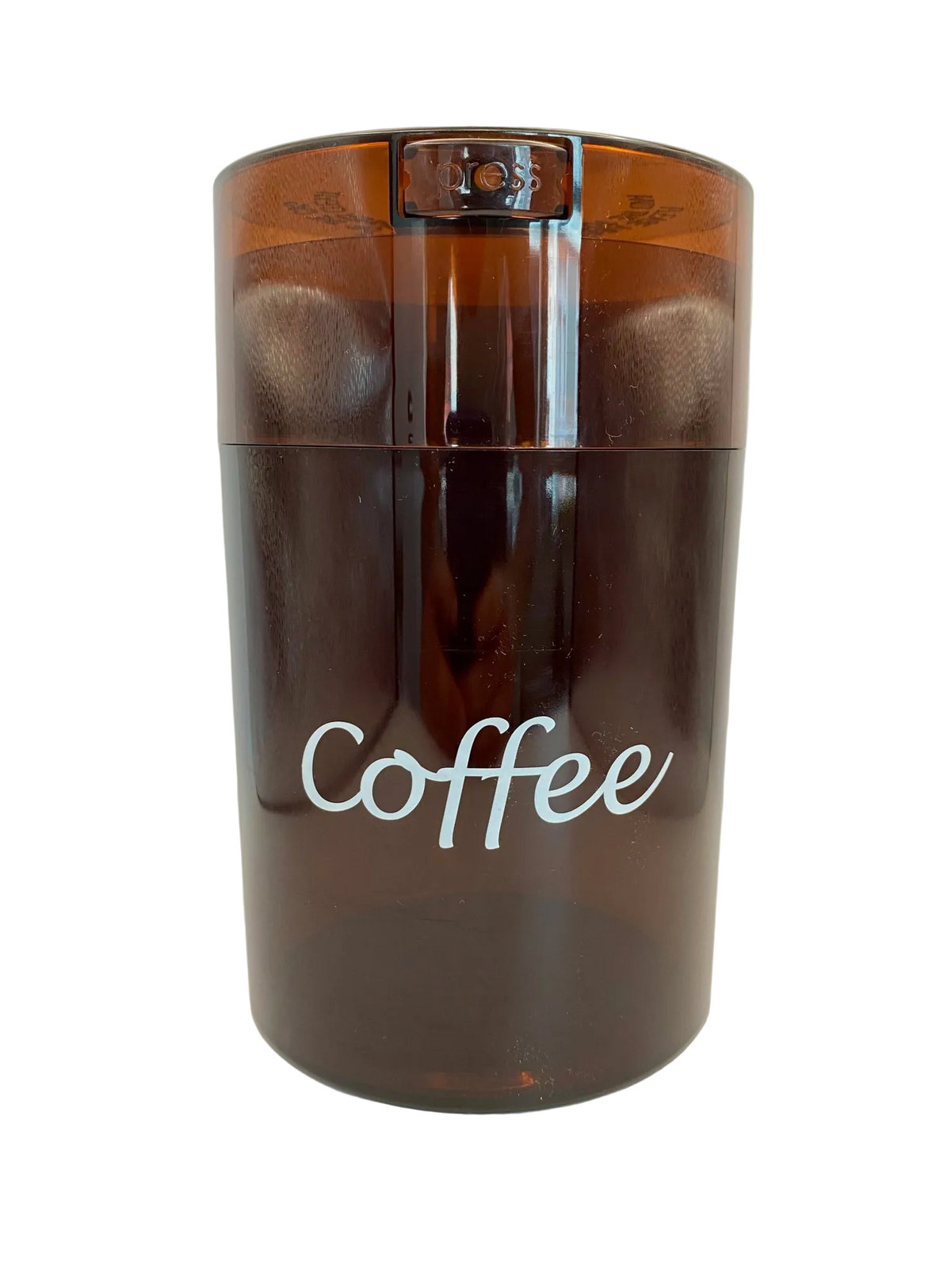 Boîte à café CoffeeVac 1,85 L brun café translucide avec inscription Coffee blanche