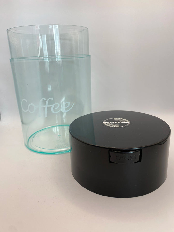 Coffeevac Airtight Coffee Container / 1.85L / Clear / Coffee Print / Black - TightVac Europe - The eassiest storage solutions