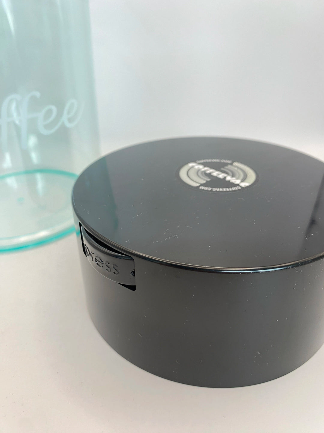 Coffeevac Airtight Coffee Container / 1.85L / Clear / Coffee Print / Black - TightVac Europe - The eassiest storage solutions