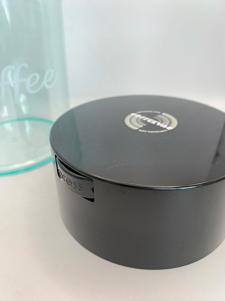 Coffeevac Airtight Coffee Container / 1.85L / Clear / Coffee Print / Black - TightVac Europe - The eassiest storage solutions