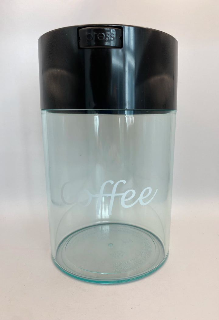Coffeevac Airtight Coffee Container / 1.85L / Clear / Coffee Print / Black - TightVac Europe - The eassiest storage solutions