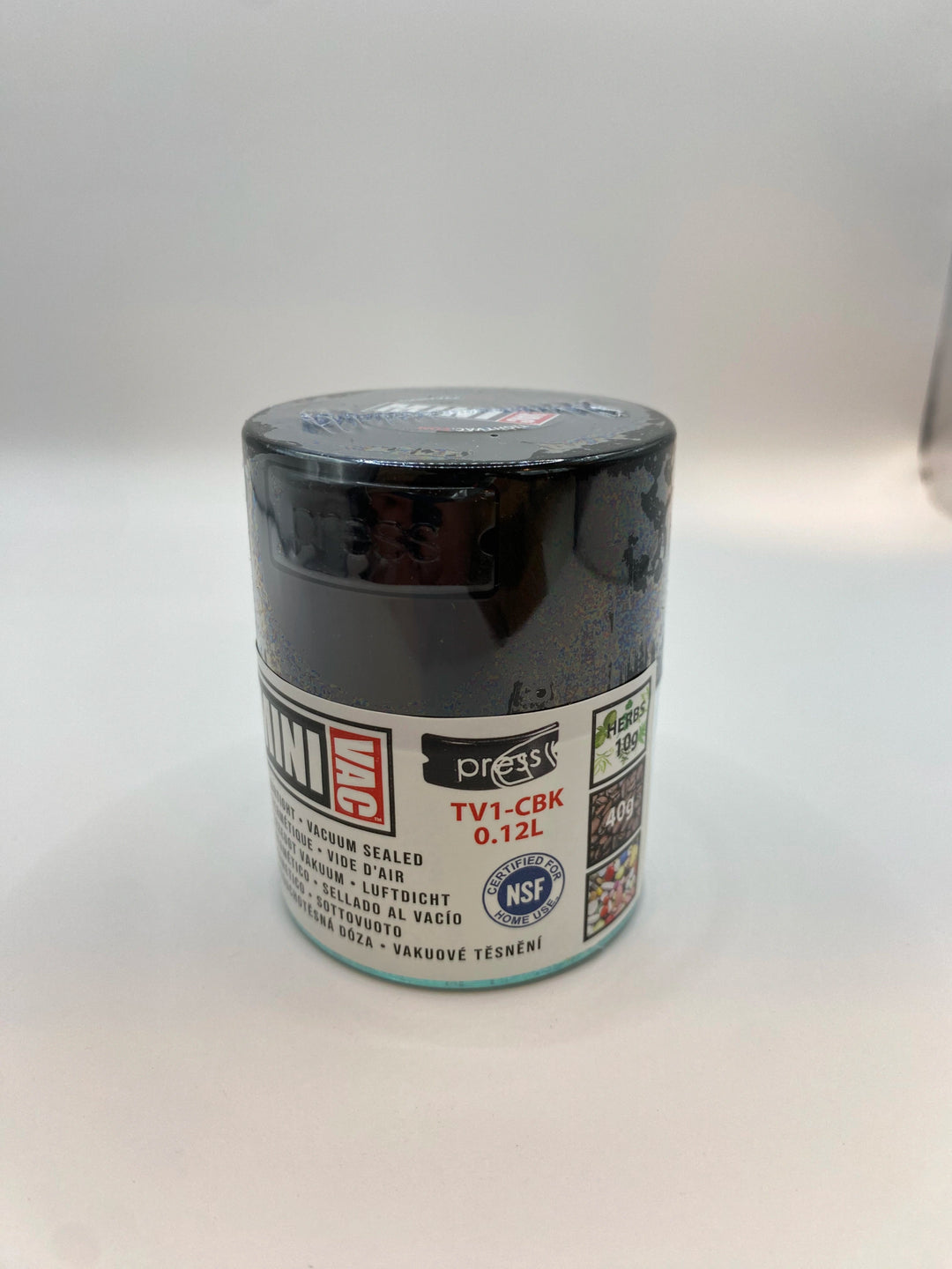 Minivac Airtight Container / 0,12L / 40g / Clear / Black - TightVac Europe - The eassiest storage solutions