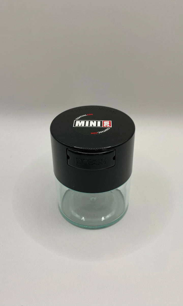 Minivac Airtight Container / 0,12L / 40g / Clear / Black - TightVac Europe - The eassiest storage solutions