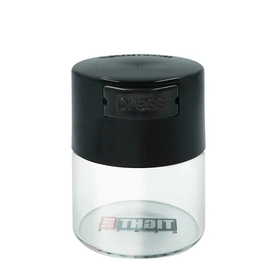 Minivac Glass Airtight Container / 0,12L / 40g / Clear / Black - TightVac Europe - The eassiest storage solutions