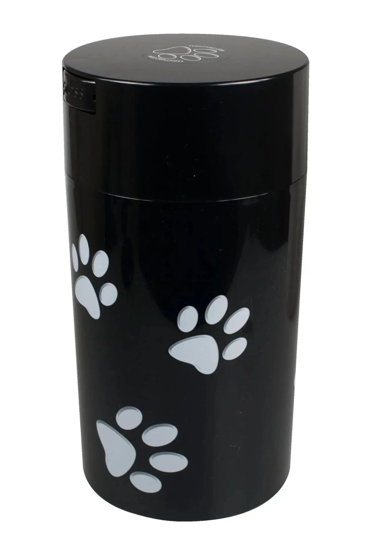 Boîte PawVac 1,3 L pour animaux, noire à empreintes de pattes blanches