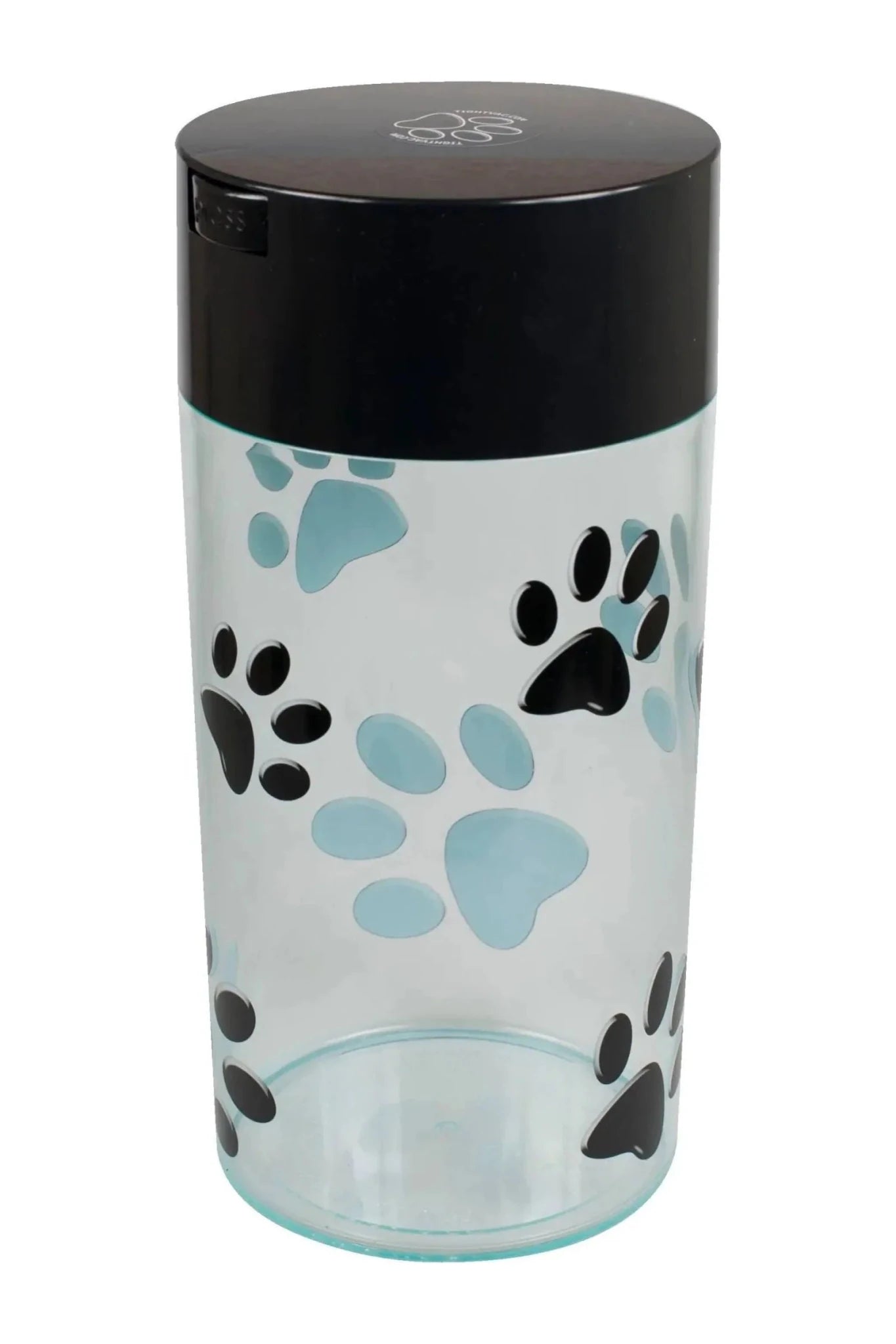 PawVac 2,35 L, boîte pour animaux transparente à pattes avec couvercle noir