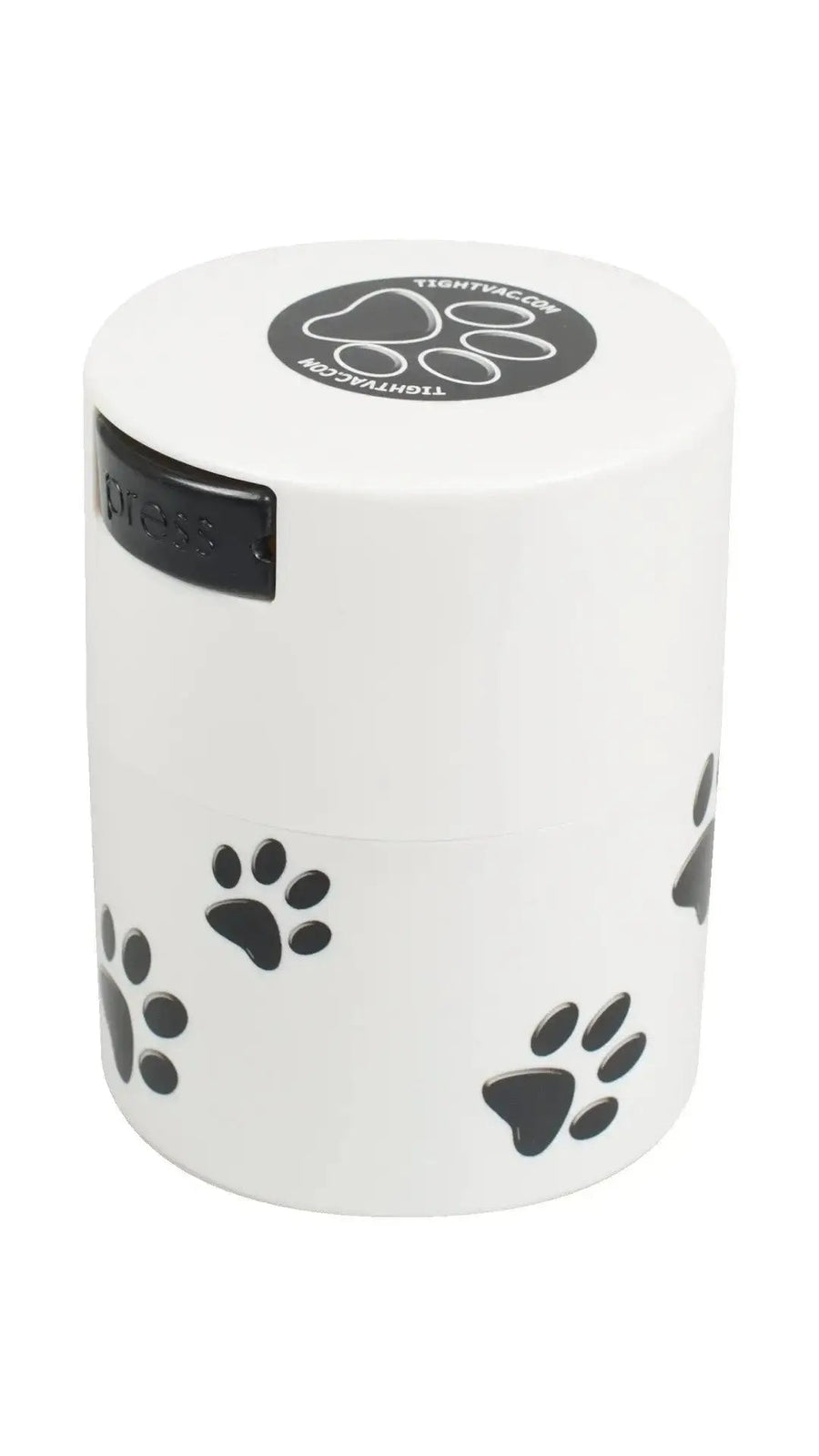 PawVac Smell - Proof Pet Food Container / 0,29L / 75g / Solid / Black Paws / White - TightVac Europe - The eassiest storage solutions