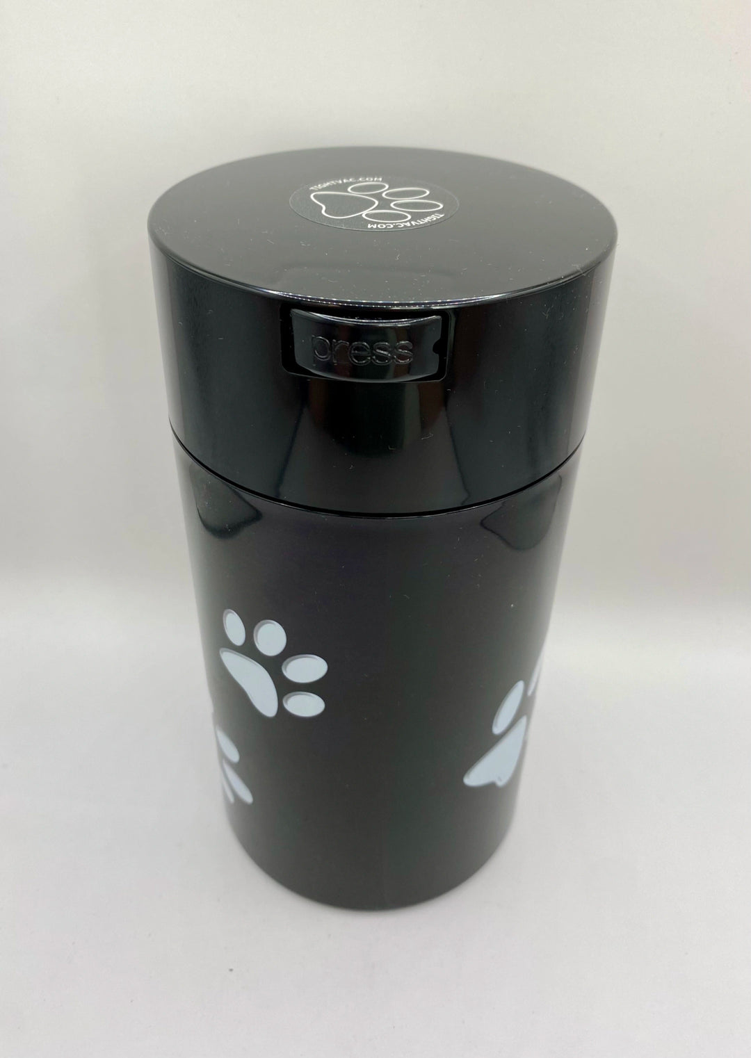 PawVac Smell - Proof Pet Food Container / 1.3 L / Solid Black Cap Paw Design - TightVac Europe - The eassiest storage solutions