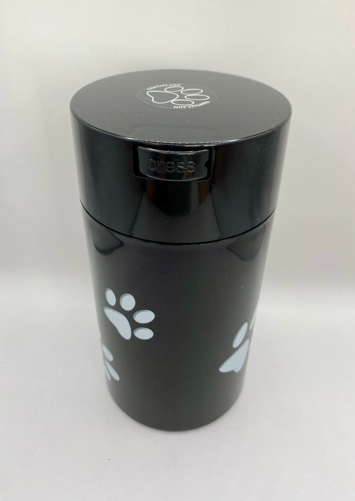 PawVac Smell - Proof Pet Food Container / 1.3 L / Solid Black Cap Paw Design - TightVac Europe - The eassiest storage solutions