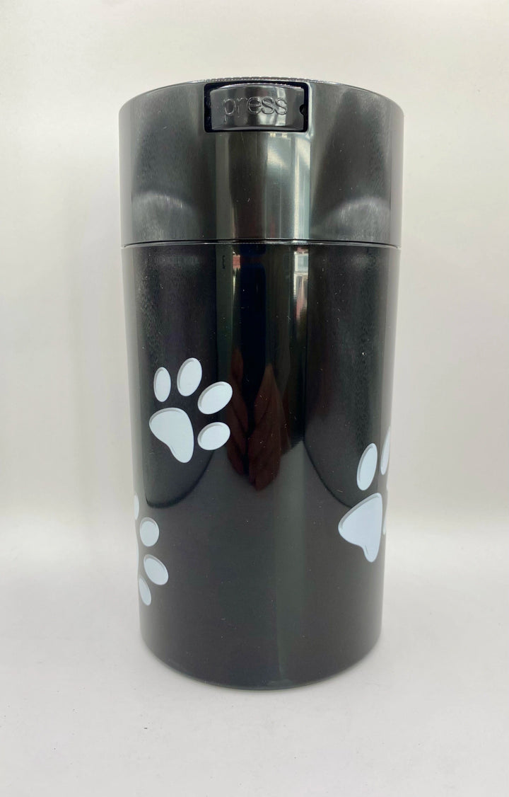 PawVac Smell - Proof Pet Food Container / 1.3 L / Solid Black Cap Paw Design - TightVac Europe - The eassiest storage solutions