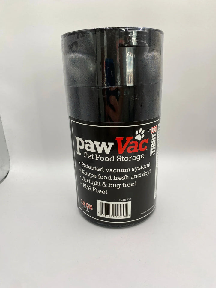 PawVac Geruchsdichter Tierfutterbehälter / 1,3 l / Solid Schwarzes Kappenpfoten-Design - TightVac Europa – Die einfachsten Aufbewahrungslösungen