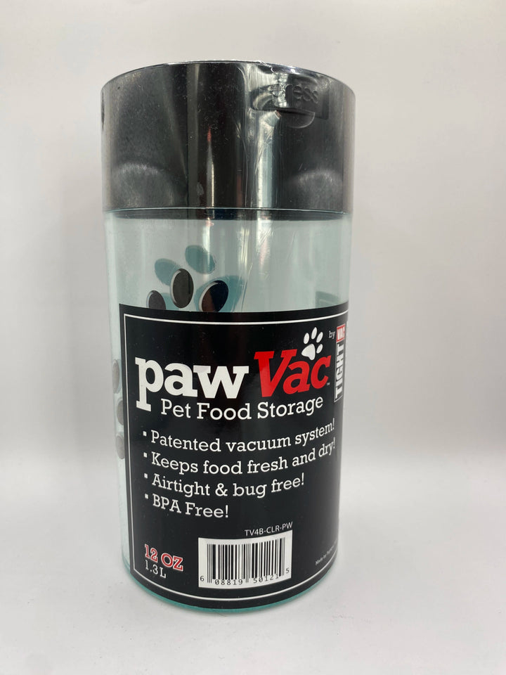 PawVac Smell - Proof Pet Food Container / 1,3L / Clear Black Cap Paw Design - TightVac Europe - The eassiest storage solutions