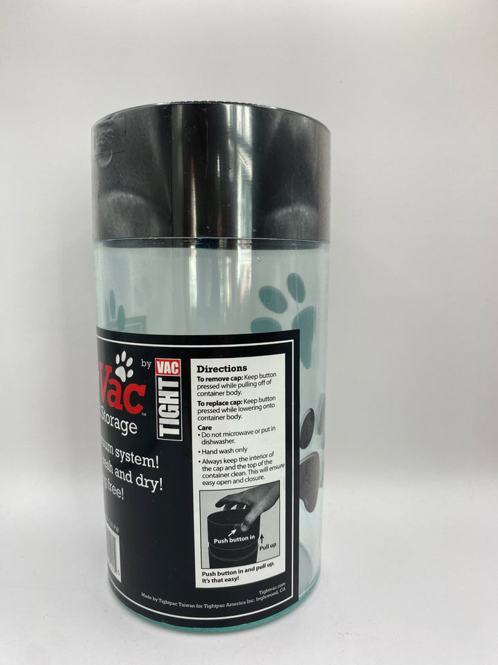 PawVac Smell - Proof Pet Food Container / 1,3L / Clear Black Cap Paw Design - TightVac Europe - The eassiest storage solutions
