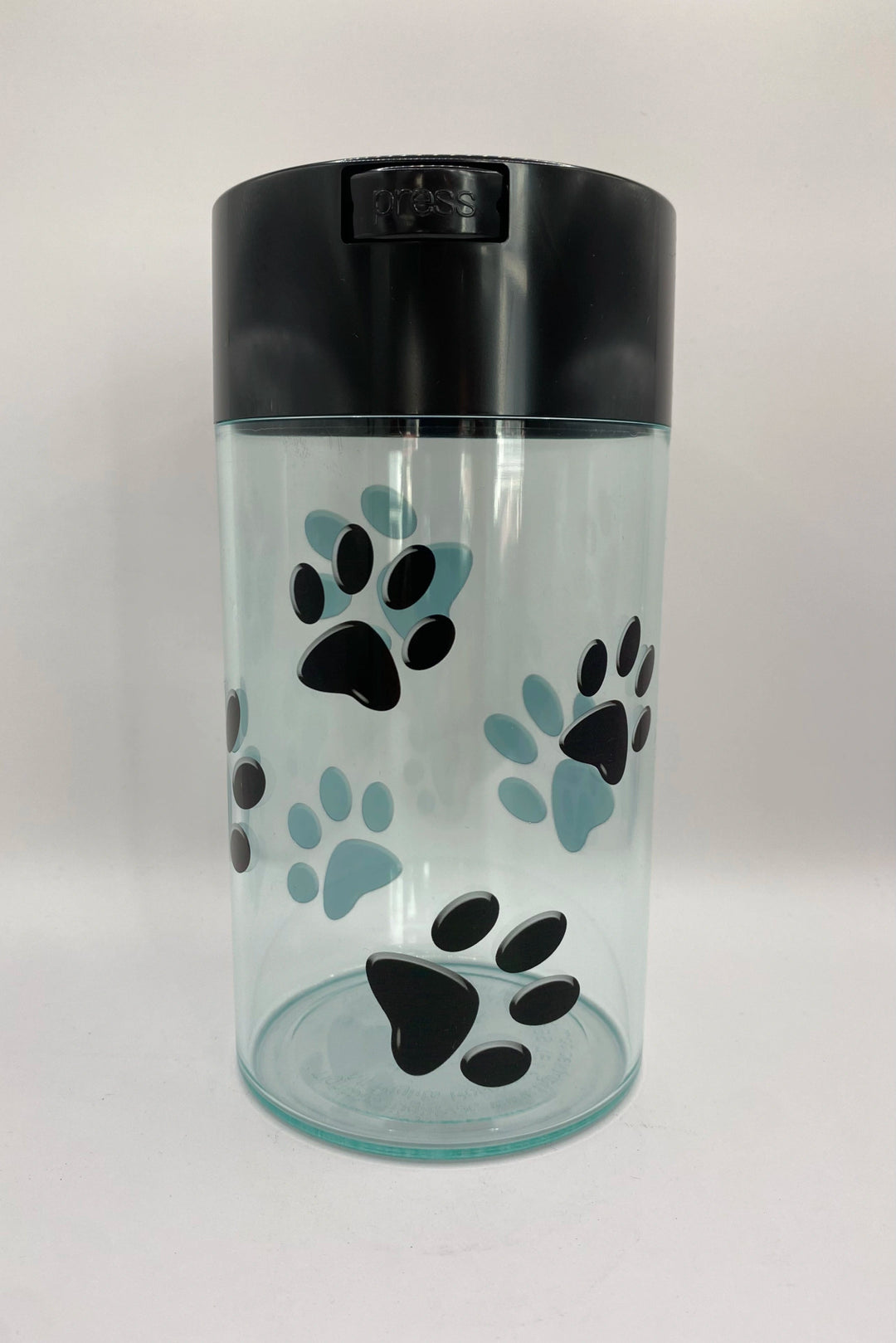 PawVac Smell - Proof Pet Food Container / 1,3L / Clear Black Cap Paw Design - TightVac Europe - The eassiest storage solutions