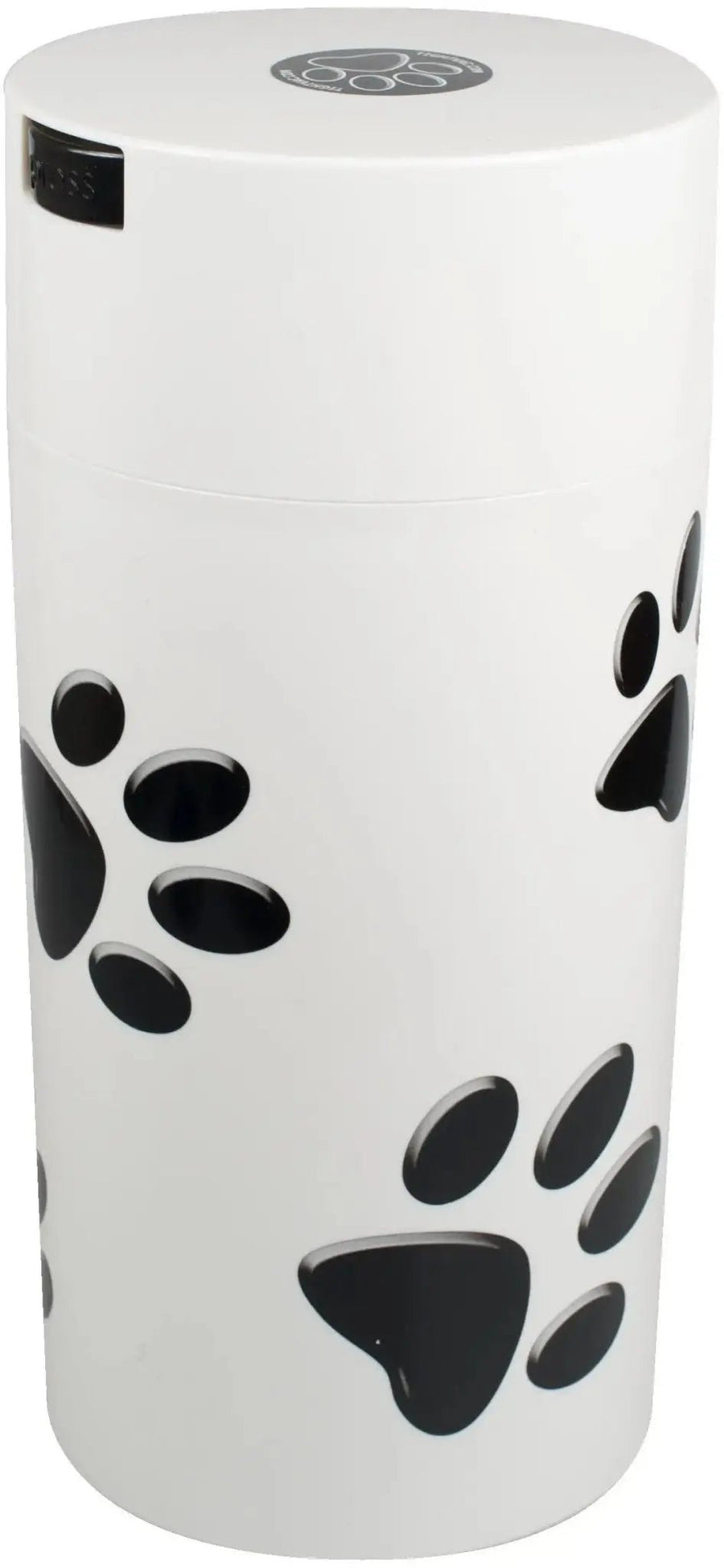 PawVac Smell - Proof Pet Food Container / 2,35L / 680g / Solid / Black Paws / White - TightVac Europe - The eassiest storage solutions