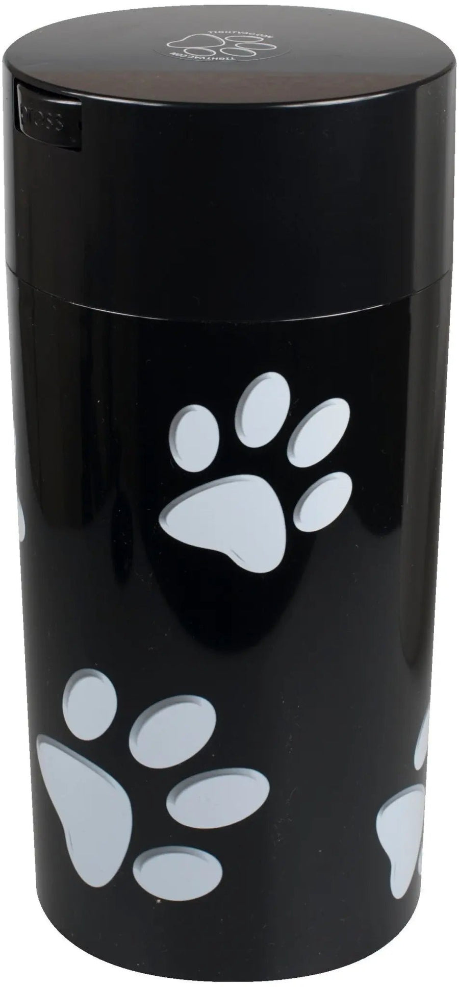 PawVac Smell - Proof Pet Food Container / 2,35L / 680g / Solid / White Paws / Black - TightVac Europe - The eassiest storage solutions