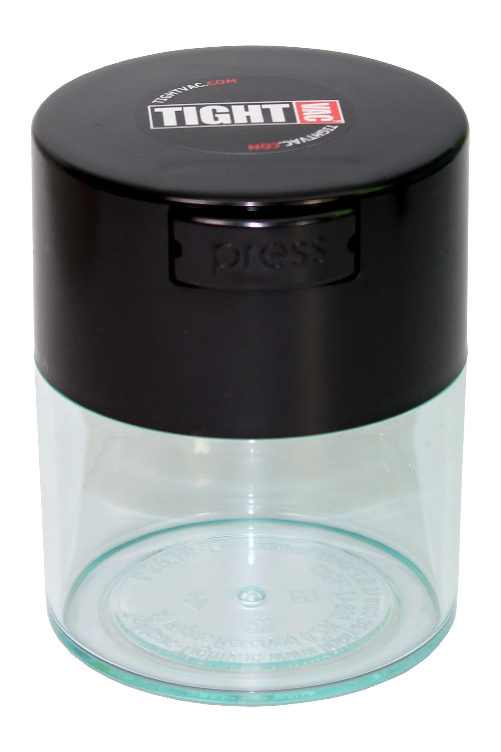 TightVac 0.29L airtight container with a clear body and black lid, holds 75 g of dry goods