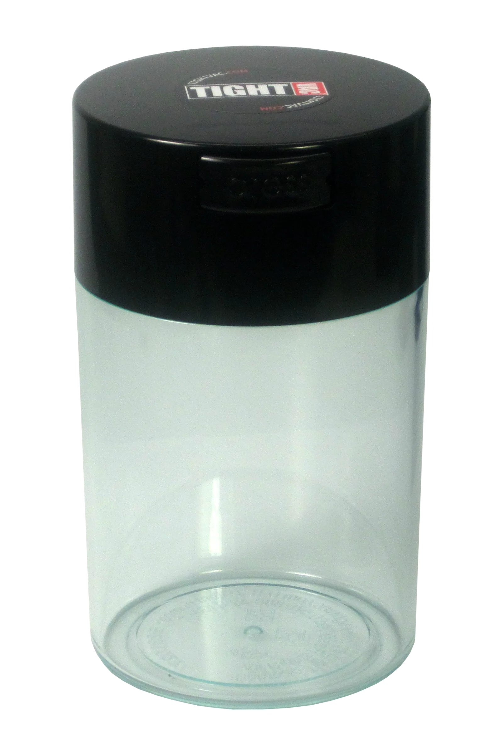 TightVac 0.57L airtight container with a clear body and black lid, holds 150 g of dry goods
