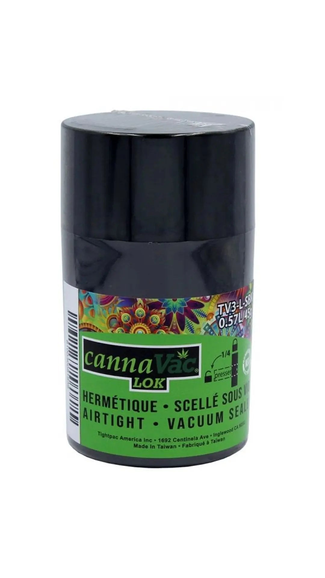 Tightvac Airtight Container & Smell - Proof Cannavac Lok 0,57 liter / 150g / Solid / Black - TightVac Europe - The eassiest storage solutions