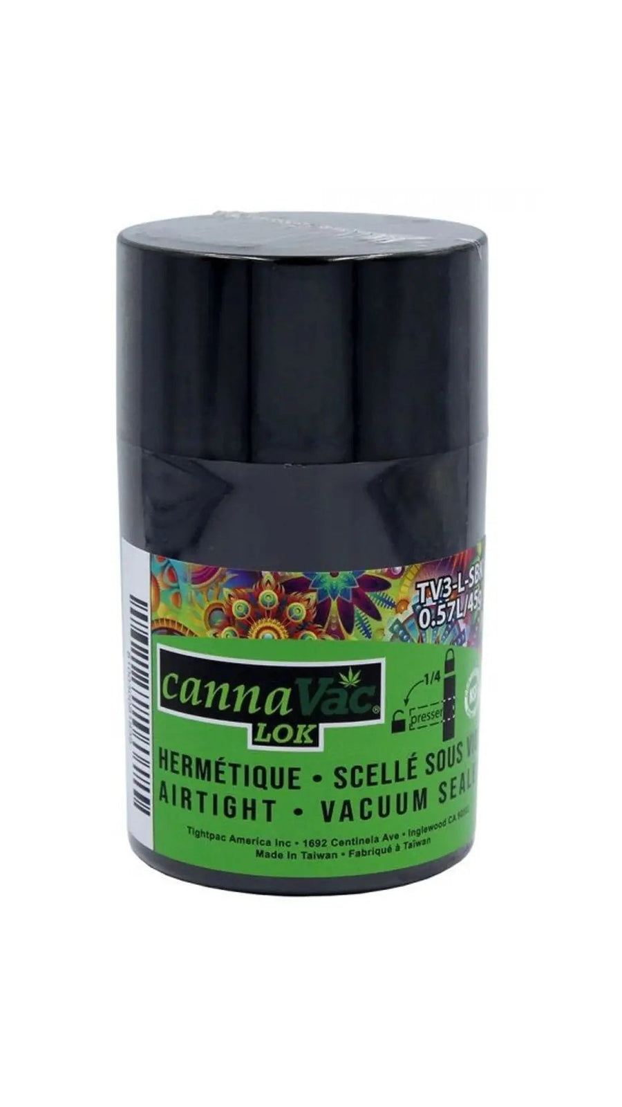 Tightvac Airtight Container & Smell - Proof Cannavac Lok 0,57 liter / 150g / Solid / Black - TightVac Europe - The eassiest storage solutions
